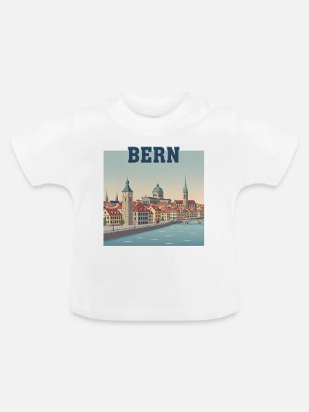 Bern Riverside-Stadtbild - Baby Bio-T-Shirt mit Rundhals - Weiß