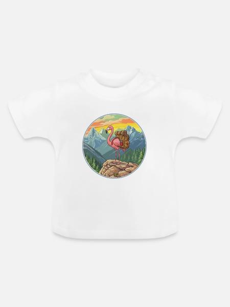 Süßes Flamingo-Wandern Camping Bergabenteuer - Baby Bio-T-Shirt mit Rundhals - Weiß