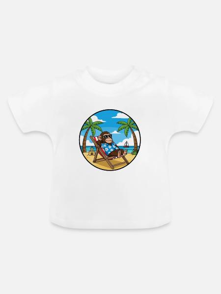 Coole Monkey Beach Vacation Summer Vibes - Baby Bio-T-Shirt mit Rundhals - Weiß