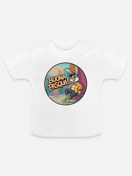 Urban Rabbit – frohe Ostern! - Baby Bio-T-Shirt mit Rundhals - Weiß