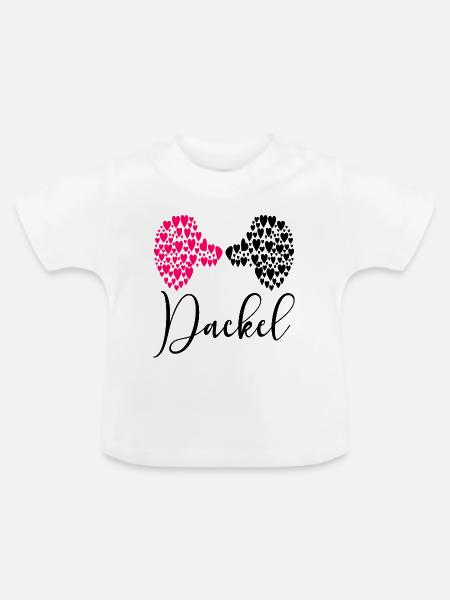 Dackel Hunde Liebe - Baby Bio-T-Shirt mit Rundhals - Weiß