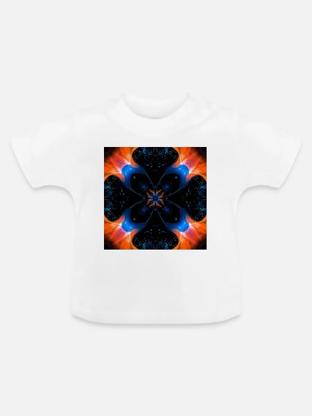 Fraktalkunst Digitale Blume - Baby Bio-T-Shirt mit Rundhals - Weiß