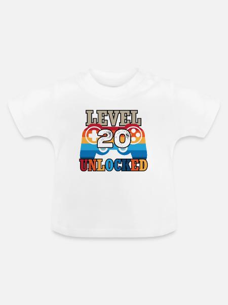 Level 20 Unlocked - Baby Bio-T-Shirt mit Rundhals - Weiß