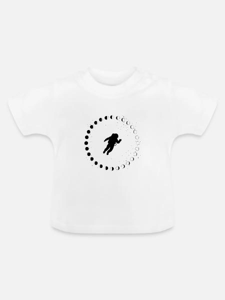Astronaut mit Mondphasen und Sternen - Baby Bio-T-Shirt mit Rundhals - Weiß