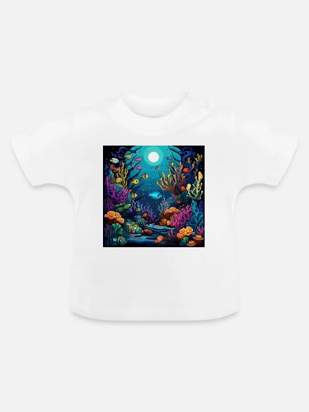 Korallenriff Unterwasserwelt - Baby Bio-T-Shirt mit Rundhals - Weiß
