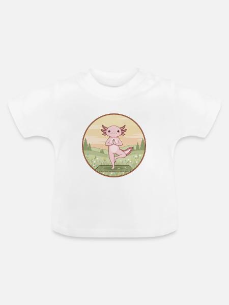 Yoga Axolotl Fisch macht Baumpose - Baby Bio-T-Shirt mit Rundhals - Weiß