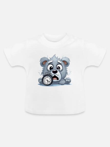 Kuschelhund mit Wecker - Baby Bio-T-Shirt mit Rundhals - Weiß