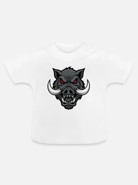 Alpha Boar Wrath Maskottchen-Maskottchenkopf - Baby Bio-T-Shirt mit Rundhals - Weiß