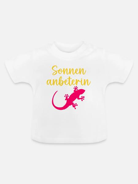 Sonnenanbeterin Eidechse Sommer Sonne - Baby Bio-T-Shirt mit Rundhals - Weiß