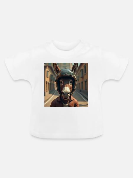 Biker-Esel - Baby Bio-T-Shirt mit Rundhals - Weiß