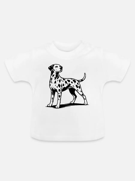 Dalmatiner Portrait Schwarz - Baby Bio-T-Shirt mit Rundhals - Weiß