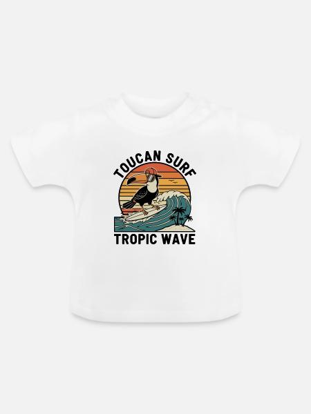 Toucan Surf Tropic Wave Ocean Vibes - Baby Bio-T-Shirt mit Rundhals - Weiß