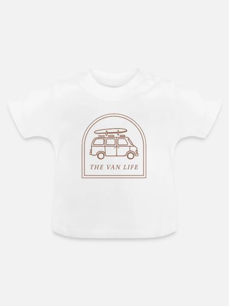 Vanlife, Surf-Roadtrip-Strandästhetik - Baby Bio-T-Shirt mit Rundhals - Weiß