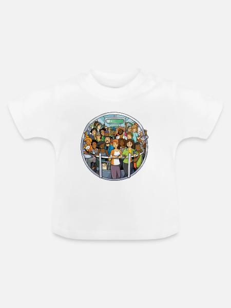 Bunt gemischte Reisende im Bus - Baby Bio-T-Shirt mit Rundhals - Weiß