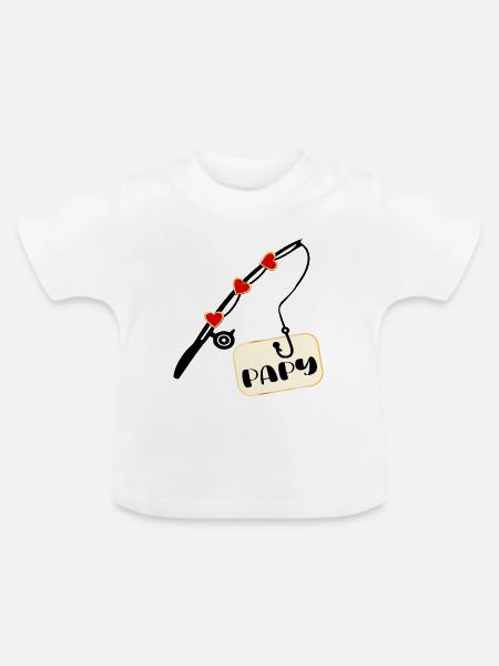 Frankreich Opa Fischer Opa - Baby Bio-T-Shirt mit Rundhals - Weiß