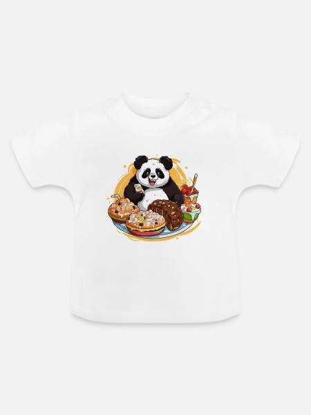 Panda Dessert Fest - Baby Bio-T-Shirt mit Rundhals - Weiß