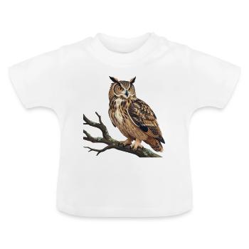 Hibou grand-duc Hibou - T-shirt bio col rond Bébé - blanc - Devant