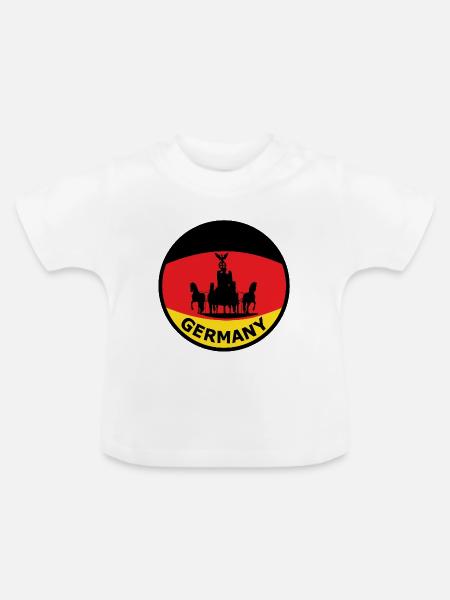 Deutschlandflagge Streitwagen Silhouette - Baby Bio-T-Shirt mit Rundhals - Weiß