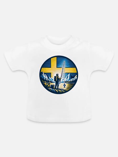 Schweden Angler - Baby Bio-T-Shirt mit Rundhals - Weiß