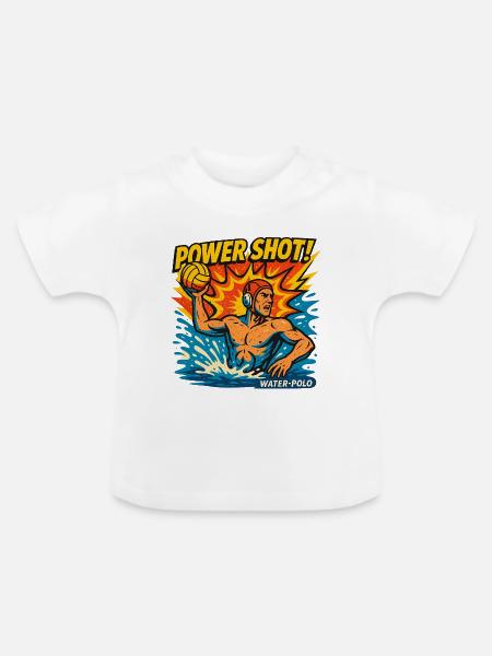 Retro-Wasserball-Power-Shot - Baby Bio-T-Shirt mit Rundhals - Weiß