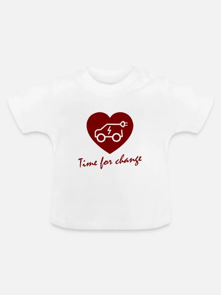 Herz Wandel Elektroauto - Baby Bio-T-Shirt mit Rundhals - Weiß