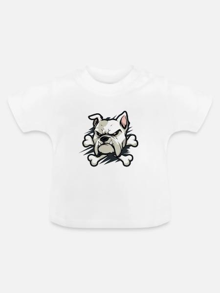 Wütende Bulldogge mit Knochen - Baby Bio-T-Shirt mit Rundhals - Weiß