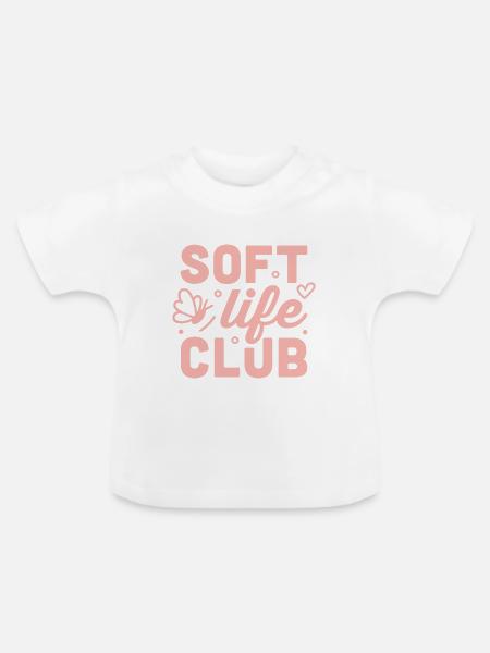 Soft-Life-Club-Pink-Ästhetik - Baby Bio-T-Shirt mit Rundhals - Weiß