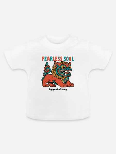 Furchtloser Löwengeist - Baby Bio-T-Shirt mit Rundhals - Weiß