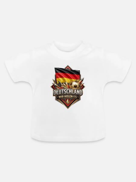 Deutschland Flaggenfußball Siegbadge - Baby Bio-T-Shirt mit Rundhals - Weiß