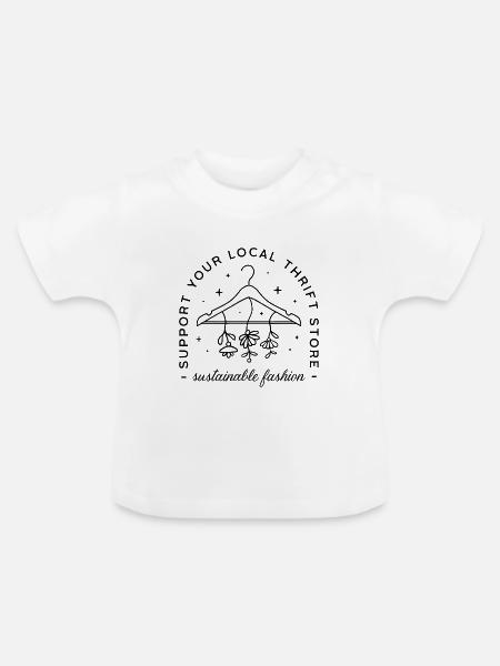 Nachhaltige Mode-Thrif-Girl-Ästhetik - Baby Bio-T-Shirt mit Rundhals - Weiß
