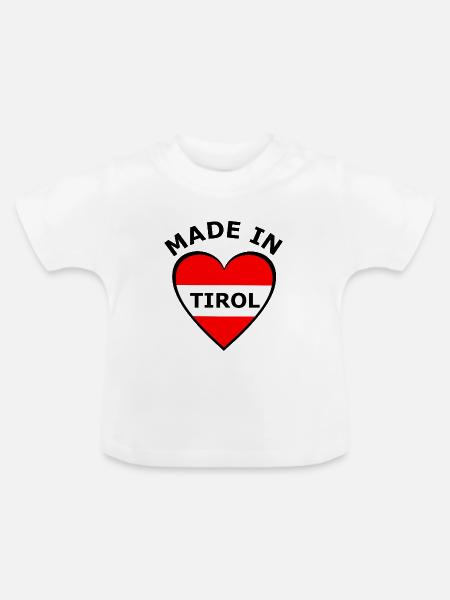 Tirol Herzflagge Rot Weiß - Baby Bio-T-Shirt mit Rundhals - Weiß