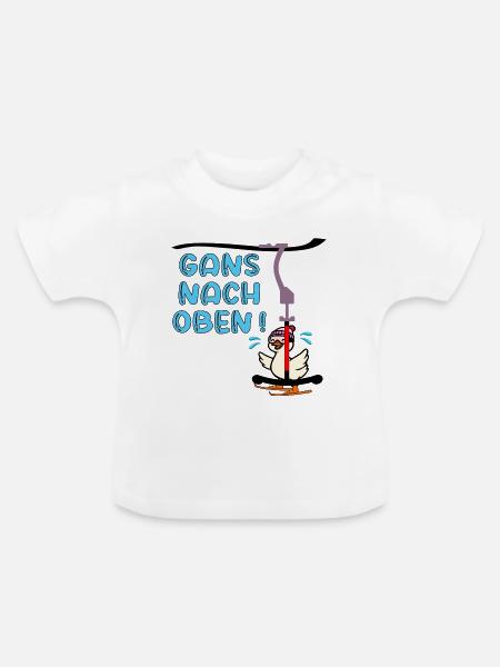 Skilift - Gans Oben - Baby Bio-T-Shirt mit Rundhals - Weiß