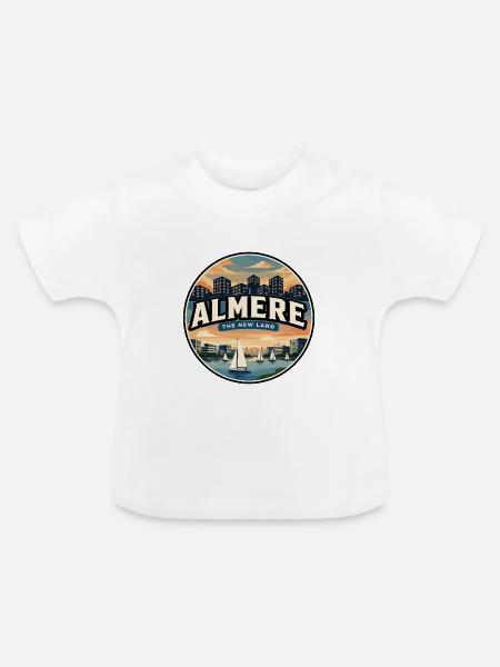 Retro Almere Weerwater Lake Abzeichen - Baby Bio-T-Shirt mit Rundhals - Weiß