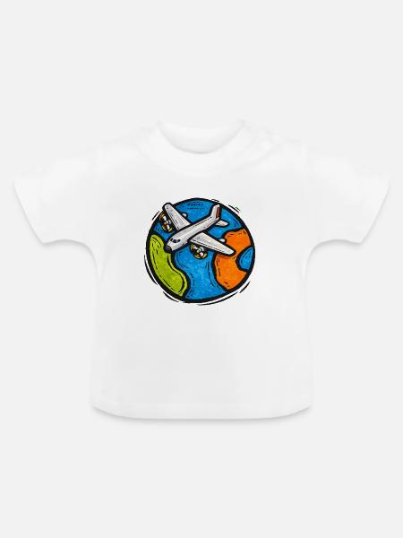 Global Flight Doodle - Baby Bio-T-Shirt mit Rundhals - Weiß