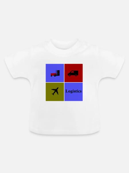 Logistik Vierfeld Transport - Baby Bio-T-Shirt mit Rundhals - Weiß
