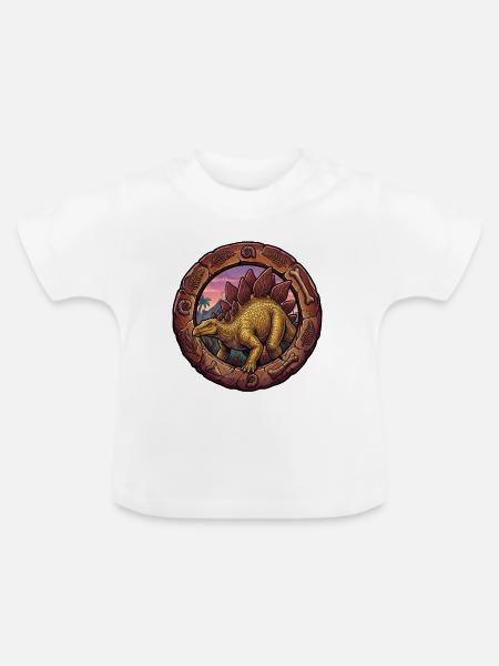 Dino Fossilring Stegosaurus - Baby Bio-T-Shirt mit Rundhals - Weiß