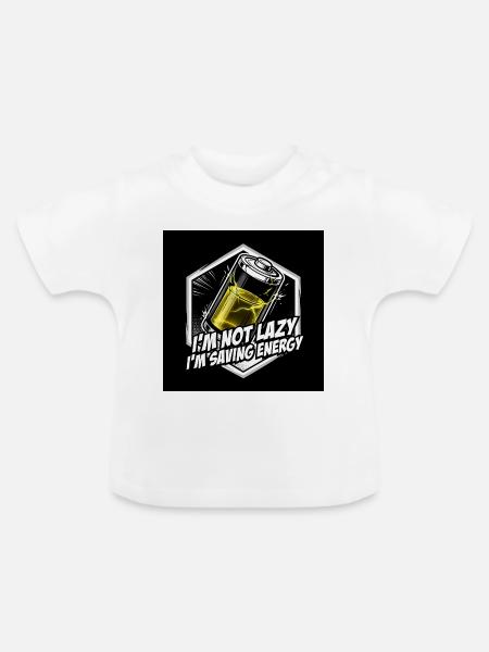 Energiesparheld: Akku Power - Baby Bio-T-Shirt mit Rundhals - Weiß