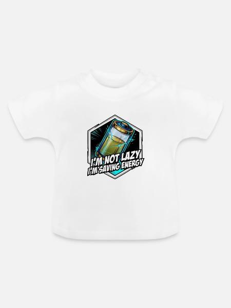 Ich spar Energie – Motiv - Baby Bio-T-Shirt mit Rundhals - Weiß