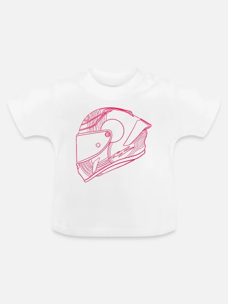 Neon Pink Helm - Visier - Baby Bio-T-Shirt mit Rundhals - Weiß