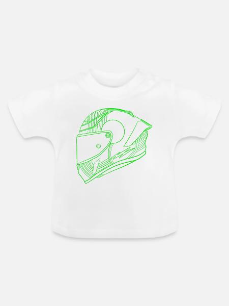 Neon Grün Helm - Visier - Baby Bio-T-Shirt mit Rundhals - Weiß