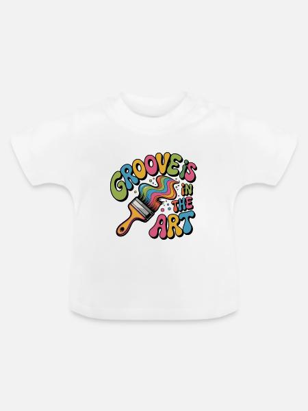 Groove steckt in der Kunst - Baby Bio-T-Shirt mit Rundhals - Weiß