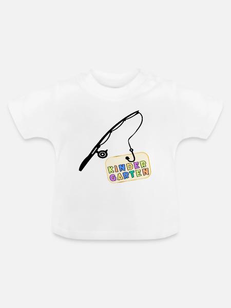 Kindergartenkind Kindergarten Angeln - Baby Bio-T-Shirt mit Rundhals - Weiß