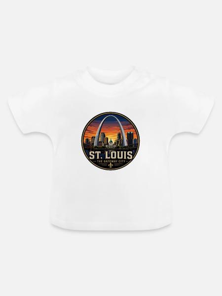 St. Louis Gateway City Retro-Bogenemblem - Baby Bio-T-Shirt mit Rundhals - Weiß