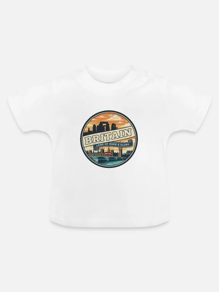 Retro Britain Big Ben Reiseabzeichen - Baby Bio-T-Shirt mit Rundhals - Weiß