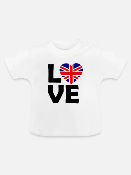UK Flaggenherz - Baby Bio-T-Shirt mit Rundhals - Weiß