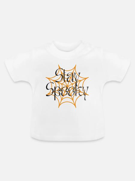 Stay Spooky Spider Web Grafik - Baby Bio-T-Shirt mit Rundhals - Weiß