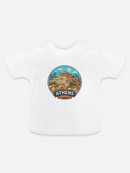 Athen, Griechenland Akropolis Parthenon Reiseabzeichen - Baby Bio-T-Shirt mit Rundhals - Weiß