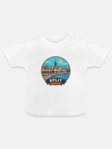 Split Kroatien Diokletians Palast Reiseabzeichen - Baby Bio-T-Shirt mit Rundhals - Weiß