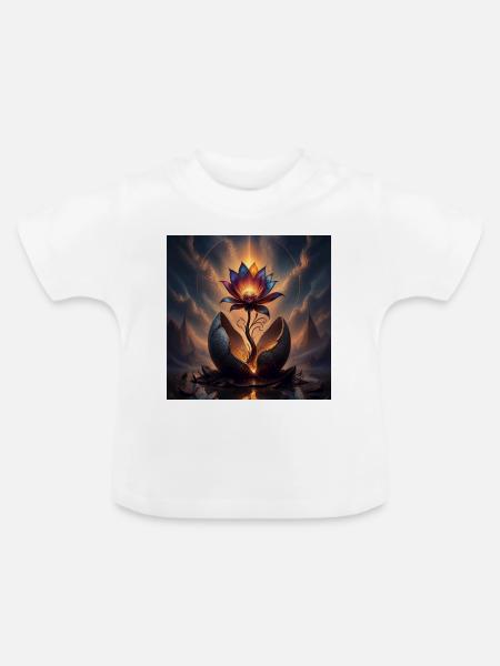 Blume - Baby Bio-T-Shirt mit Rundhals - Weiß