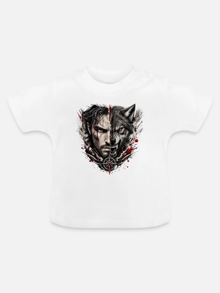 Schattenmann und Werwolf - Baby Bio-T-Shirt mit Rundhals - Weiß